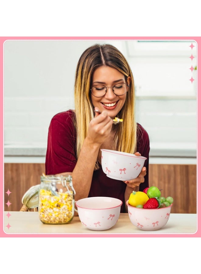 Set of 6 Premium Porcelain Coquette Design Bowls for Home and Kitchen, Elegant Small Feminine Serving Bowls for Breakfast, Yogurt, Soups, Dried Fruits, Snacks, Heat-Resistant Daily Use Porcelain Bowls with Delicate Pink Bow Patterns and Tiny Dots, Glossy Smooth Finish for Easy Cleaning, Stable Wide Base to Prevent Slipping, Perfect for Home Decor, Organizing Small Accessories, Luxury Gift, Table Presentation, Kitchen Shelf, Living Room, Office Desk, Adding a Stylish Feminine Touch to Any Dining or Coffee Corner, 6 Matching Pieces - Image 4